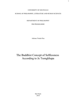 The Buddhist Concept of Selflessness According to Je Tsongkhapa