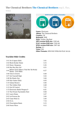 The Chemical Brothers the Chemical Brothers Mp3, Flac, Wma