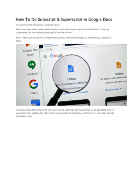 How to Do Subscript & Superscript in Google Docs