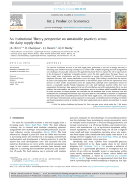 An Institutional Theory Perspective on Sustainable Practices Across the Dairy Supply Chain