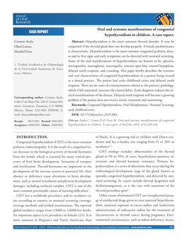 Oral and Systemic Manifestations of Congenital Hypothyroidism in Children