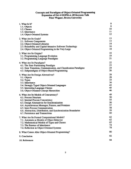 Concepts and Paradigms of Object-Oriented Programming Expansion of Oct 400PSLA-89 Keynote Talk Peter Wegner, Brown University