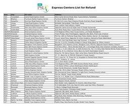 Express Centers List for Refund