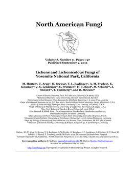 Lichens and Lichenicolous Fungi of Yosemite National Park, California