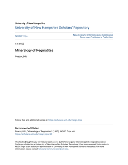 Mineralogy of Pegmatites