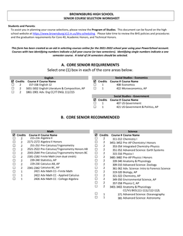 2021-22 Senior Worksheet