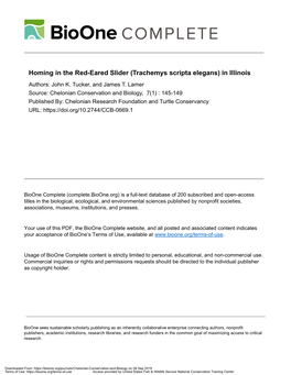 Homing in the Red-Eared Slider (Trachemys Scripta Elegans) in Illinois Authors: John K