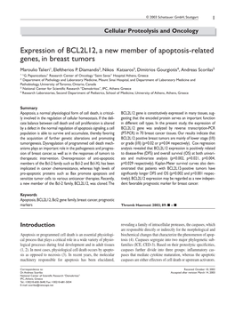 Expression of BCL2L12, a New Member of Apoptosis-Related Genes