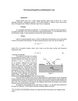 The Fresnel Equations and Brewster's Law