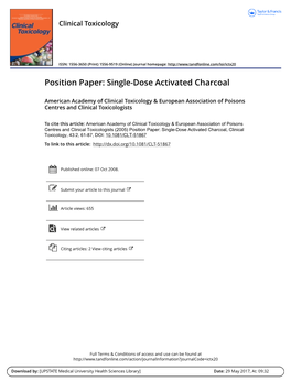 Single-Dose Activated Charcoal