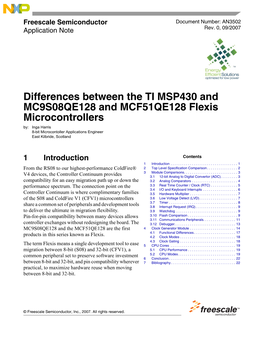 Differences Between the TI MSP430 and MC9S08QE128 And