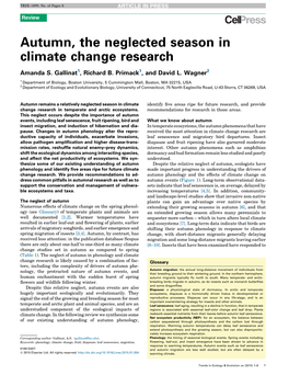 Autumn, the Neglected Season in Climate Change Research