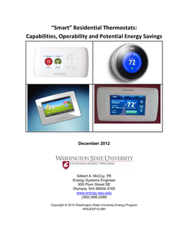 “Smart” Residential Thermostats: Capabilities, Operability and Potential Energy Savings