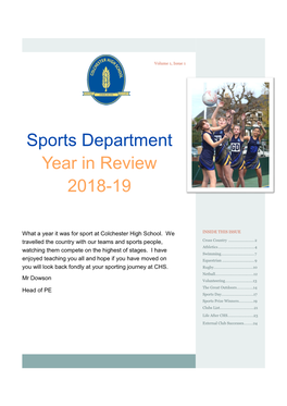 Sports Department Year in Review 2018-19