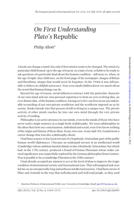 On First Understanding Plato's Republic