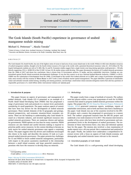 The Cook Islands (South Paciﬁc) Experience in Governance of Seabed Manganese Nodule Mining T