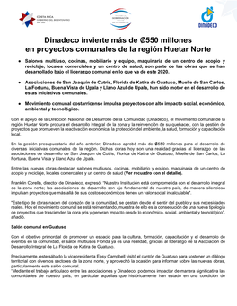 13. Dinadeco Invierte Más De ₡550 Millones En Proyectos Comunales