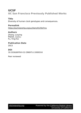 Diversity of Human Clock Genotypes and Consequences