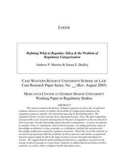 (Rev. August 2005) Working Paper in Regulatory Studies