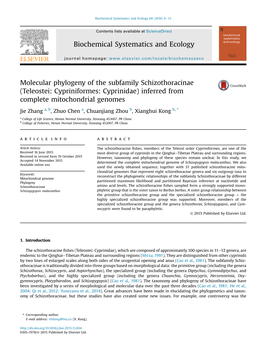 Teleostei: Cypriniformes: Cyprinidae) Inferred from Complete Mitochondrial Genomes