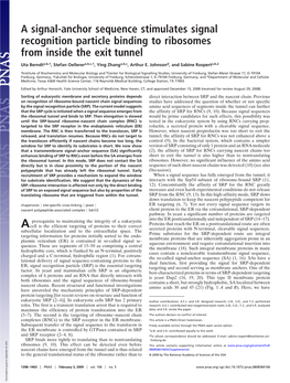 A Signal-Anchor Sequence Stimulates Signal Recognition Particle Binding to Ribosomes from Inside the Exit Tunnel