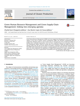 Green Human Resource Management and Green Supply Chain Management: Linking Two Emerging Agendas