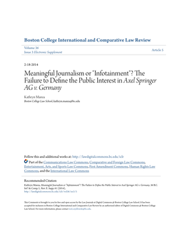 The Failure to Define the Public Interest in Axel Springer AG V