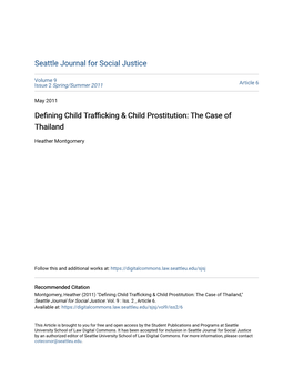 Defining Child Trafficking & Child Prostitution: the Case of Thailand