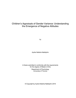 Children's Appraisals of Gender Variance