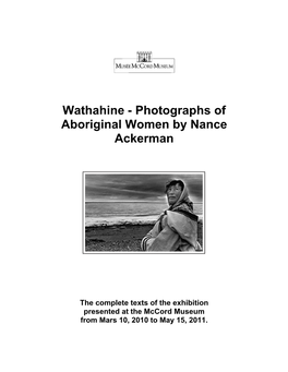 Wathahine - Photographs of Aboriginal Women by Nance Ackerman