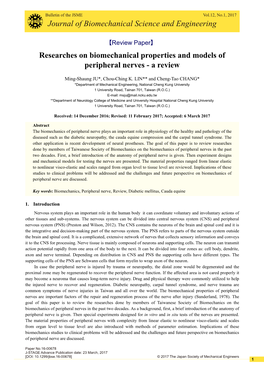 Journal of Biomechanical Science and Engineering Researches on Biomechanical Properties and Models of Peripheral Nerves