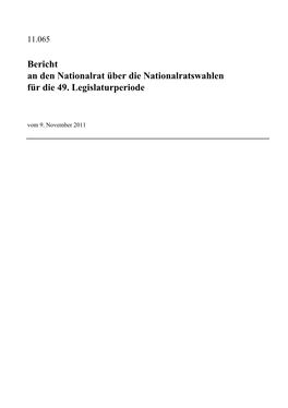 Bericht an Den Nationalrat Über Die Nationalratswahlen Für Die 49