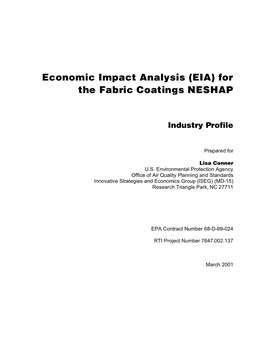 Economic Impact Analysis (EIA) for the Fabric Coatings NESHAP