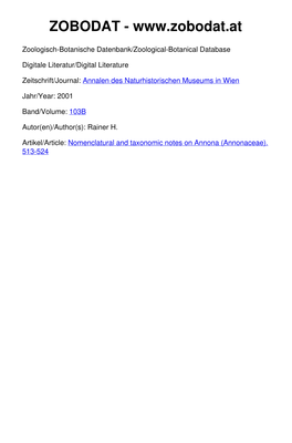 Nomenclatural and Taxonomic Notes on Annona (Annonaceae)