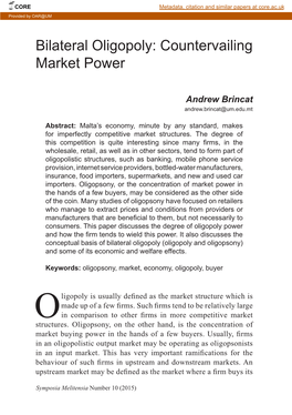 Bilateral Oligopoly: Countervailing Market Power