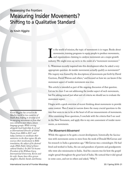 Measuring Insider Movements? Shifting to a Qualitative Standard by Kevin Higgins