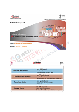 07, Business Communication Module: 34, Para Language