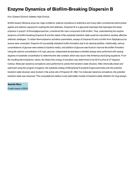 Enzyme Dynamics of Biofilm-Breaking Dispersin B