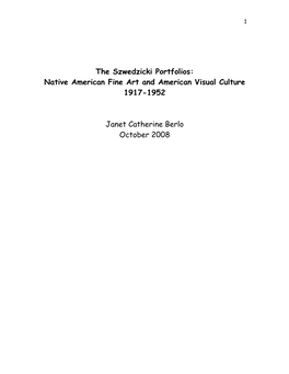 The Szwedzicki Portfolios: Native American Fine Art and American Visual Culture 1917-1952