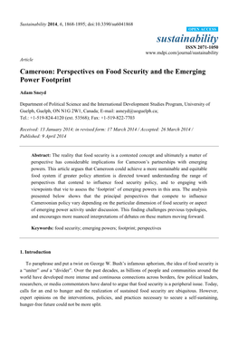 Perspectives on Food Security and the Emerging Power Footprint