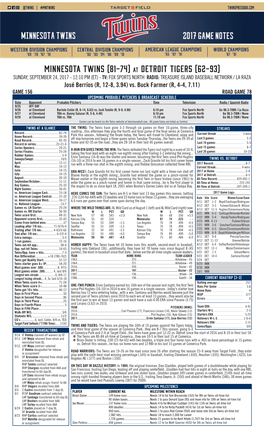 Minnesota Twins (81-74) at Detroit Tigers (62-93)