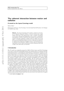 The Coherent Interaction Between Matter and Radiation