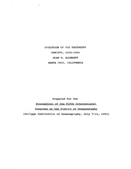 Proceedings of the Fifth International Congress on the History of Oceanography