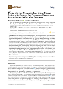 Design of a New Compressed Air Energy Storage System with Constant Gas Pressure and Temperature for Application in Coal Mine Roadways