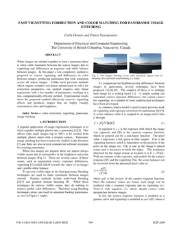 Fast Vignetting Correction and Color Matching for Panoramic Image Stitching