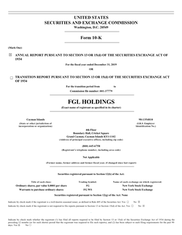 FGL HOLDINGS (Exact Name of Registrant As Specified in Its Charter)