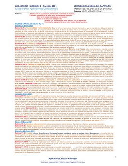 2 Ene/Abr-2021. LECTURA DE LA BIBLIA 24: CAPITULOS. «Conectamos Aprendemos Compartimos» Plan 3: Sáb