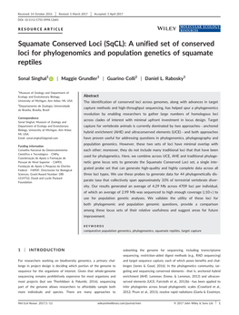 (Sqcl): a Unified Set of Conserved Loci for Phylogenomics and Population Genetics of Squamate Reptiles