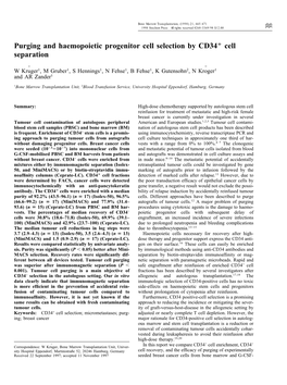 Purging and Haemopoietic Progenitor Cell Selection by CD34 Cell Separation