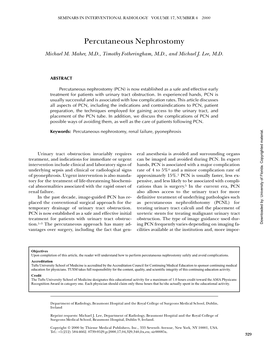 Percutaneous Nephrostomy